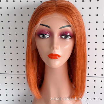Ginger Color Orange Lace Frontal Wig Transparent Lace Human Hair wig